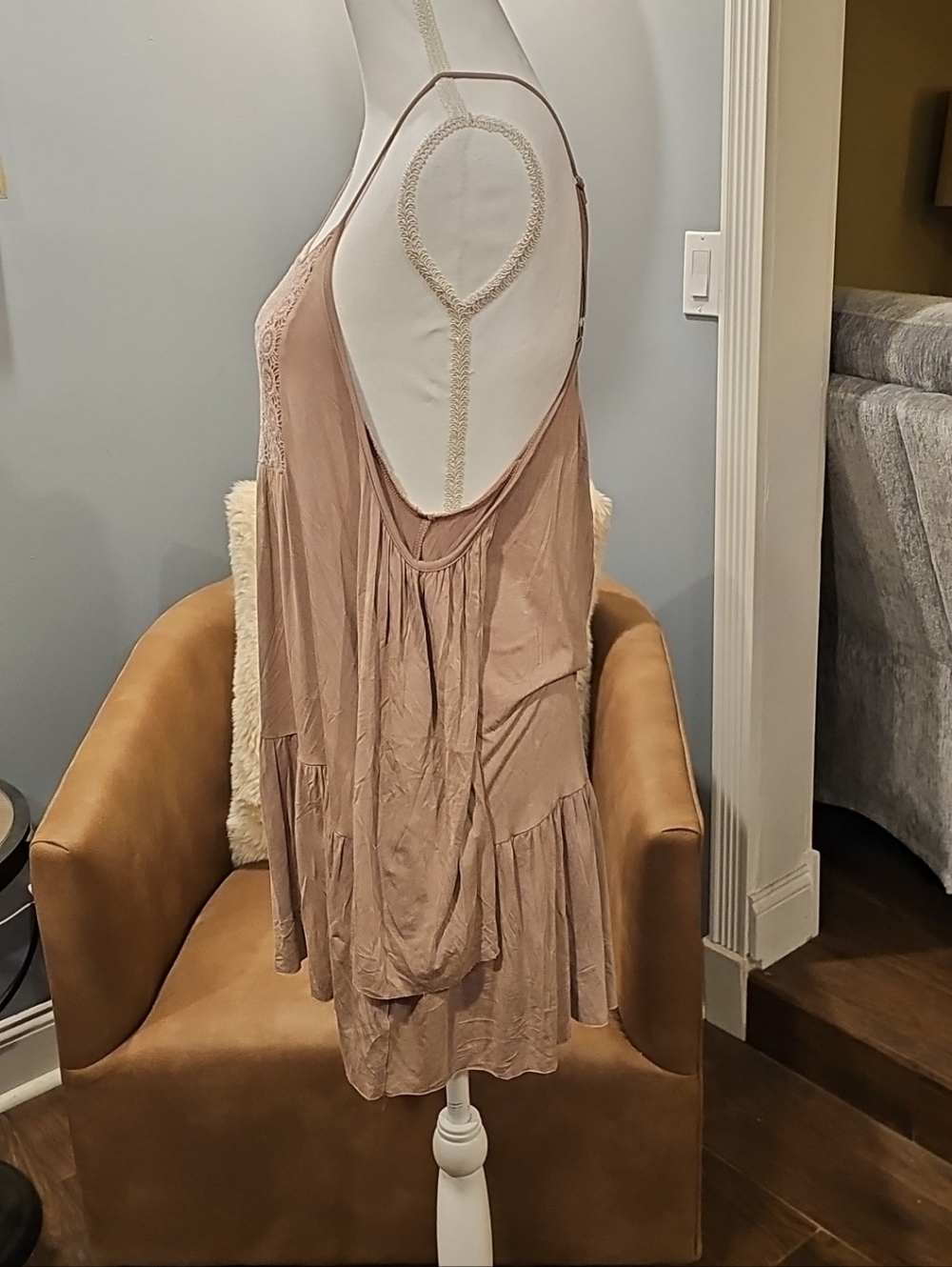 POL Sz S Cold Shoulder Long Sleeve Tunic W/Crochet Bodice NWT - Picture 4 of 9